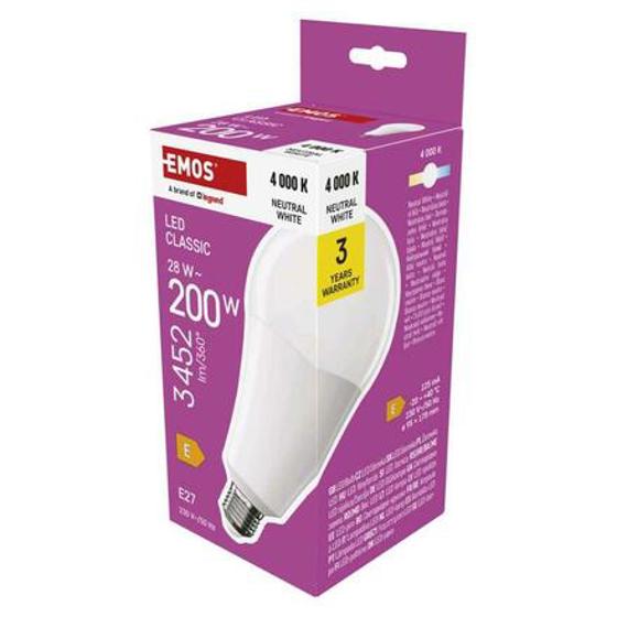 Emos/LED žárovka Classic A95 / E27 / 28 W (200 W) / 3452 lm / neutrální bílá