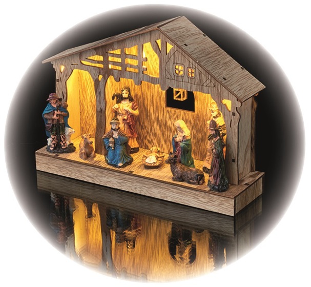 Emos/LED vánoční betlém dřevěný, 19 cm, 3x AA, vnitřní, teplá bílá, časovač