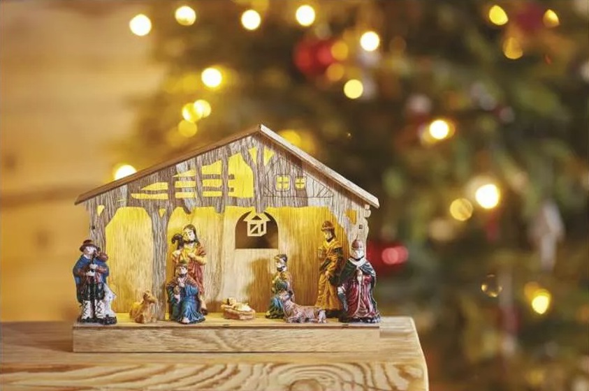 Emos/LED vánoční betlém dřevěný, 19 cm, 3x AA, vnitřní, teplá bílá, časovač