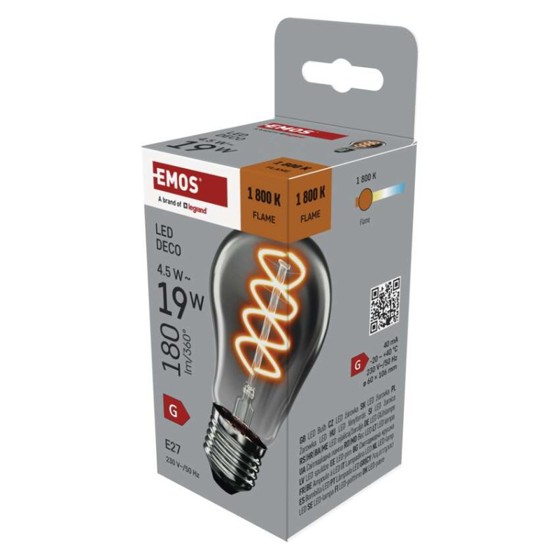 Emos/LED žárovka DECO SMOKED A60 / E27 / 4,5 W (19 W) / 180 lm / flame