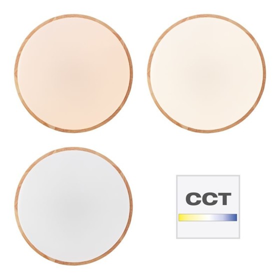 BreLight/LED stmívatelné svítidlo SLIMLINE DŘEVO průměr 50cm, RC, CCT, Night Light