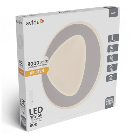 Avide/ Stropní lampa  Design Kristen 60W s RF dálkovým ovládáním 8000lm