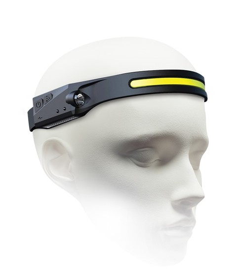 Vito / DOBÍJECÍ ČELOVÁ SVÍTILNA FLASH-7 3W/1W 6000K 300Lm/100Lm SNÍMAČ POHYBU RUKY TYP C ČERNÁ