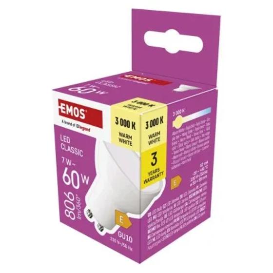 Emos/LED žárovka Classic MR16 / GU10 / 7 W (60 W) / 806 lm / teplá bílá