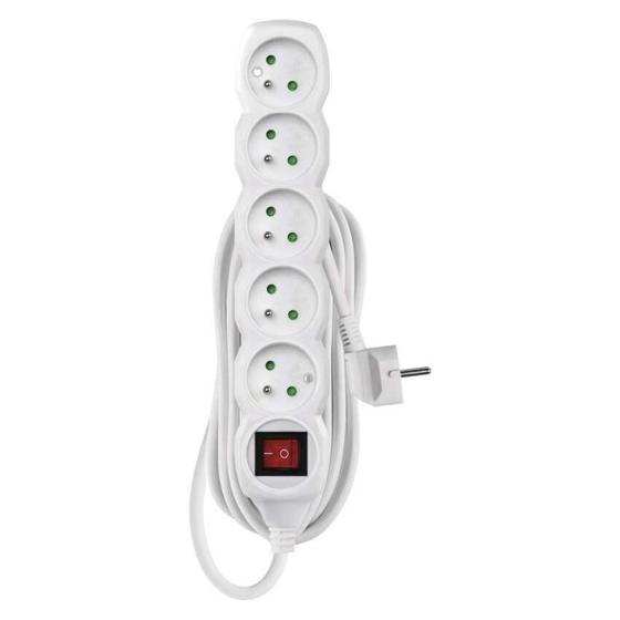 Emos/Prodlužovací kabel 7 m / 5 zásuvek / s vypínačem / bílý / PVC / 1,5 mm2